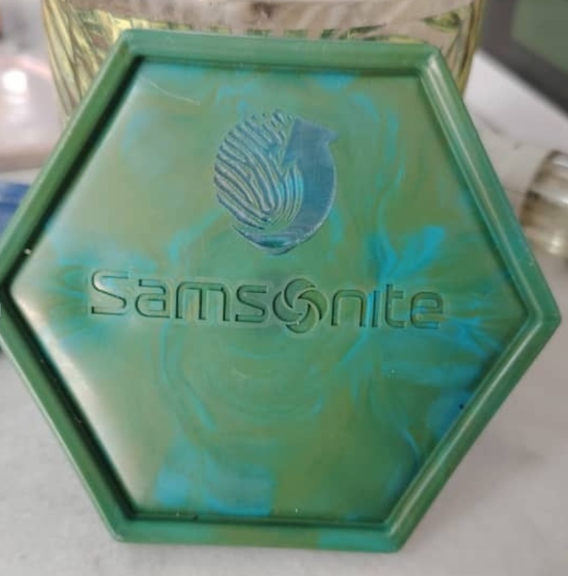 Branded Samsonite recycled plastic coaster